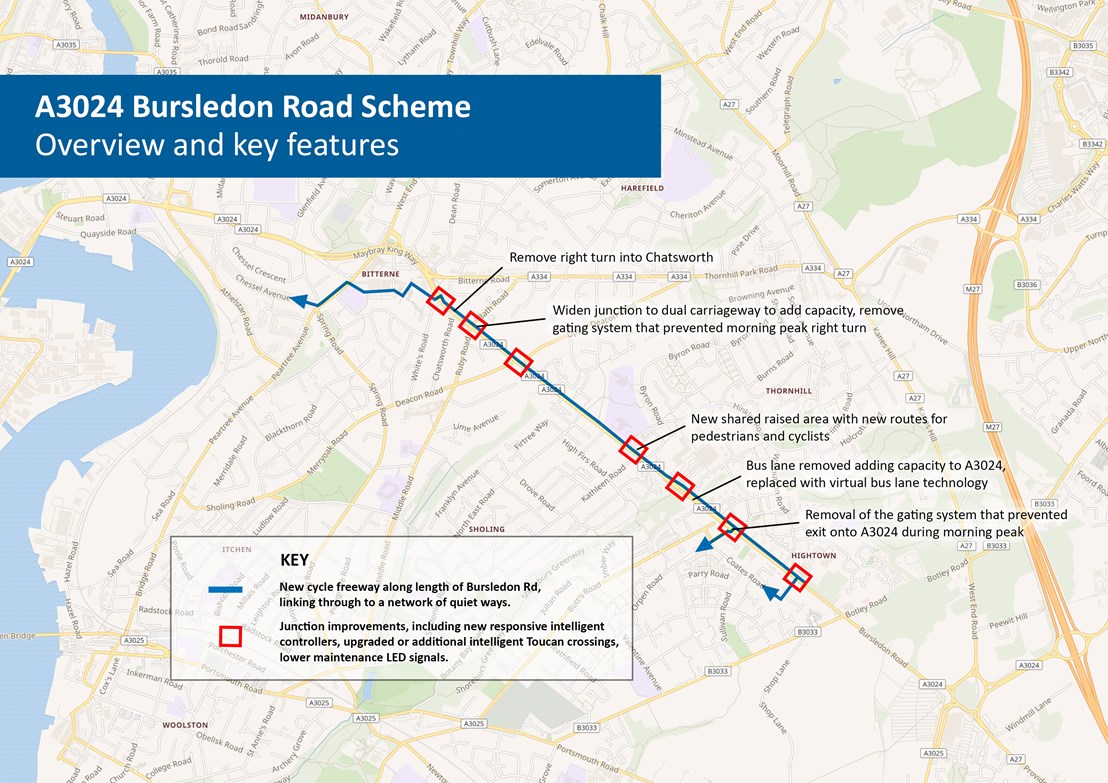 Overview of A3024 Bursledon Road Scheme