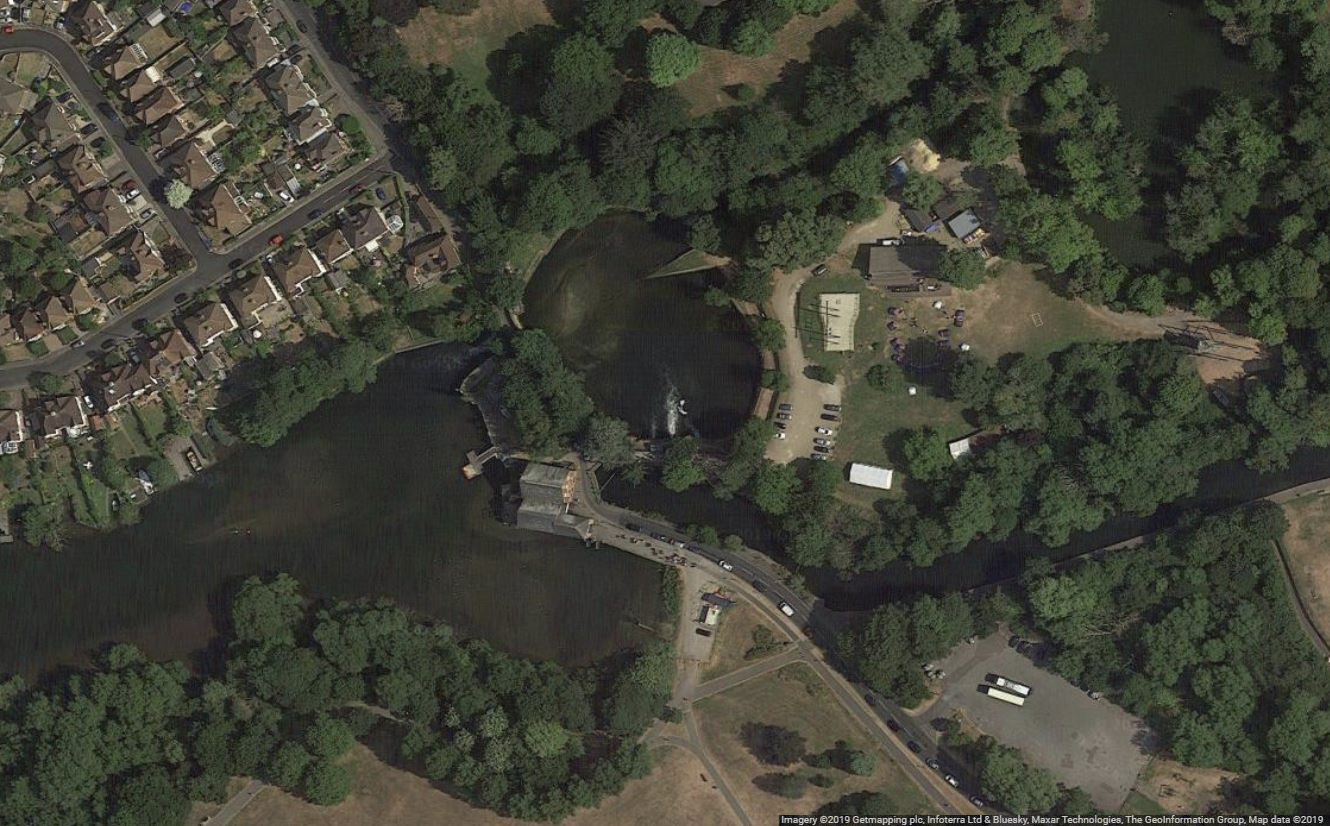 Woodmill Bridge Google satellite view