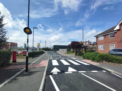 A photo of Obelisk Road nearby to John's Road after the installation of the new zebra crossing and resurfacing