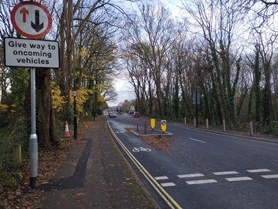 A photo of Archery Road after the completion of the improvement works, looking toward Weston.