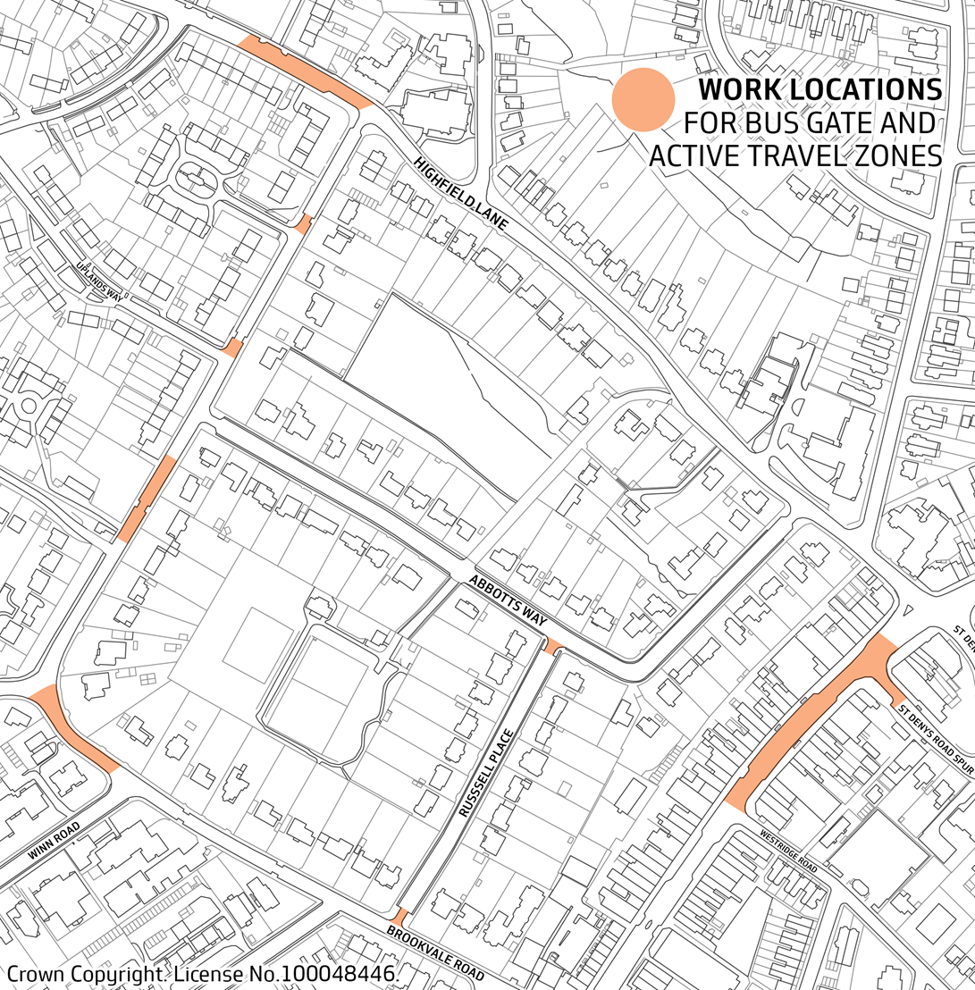 A map of the works areas in Portswood